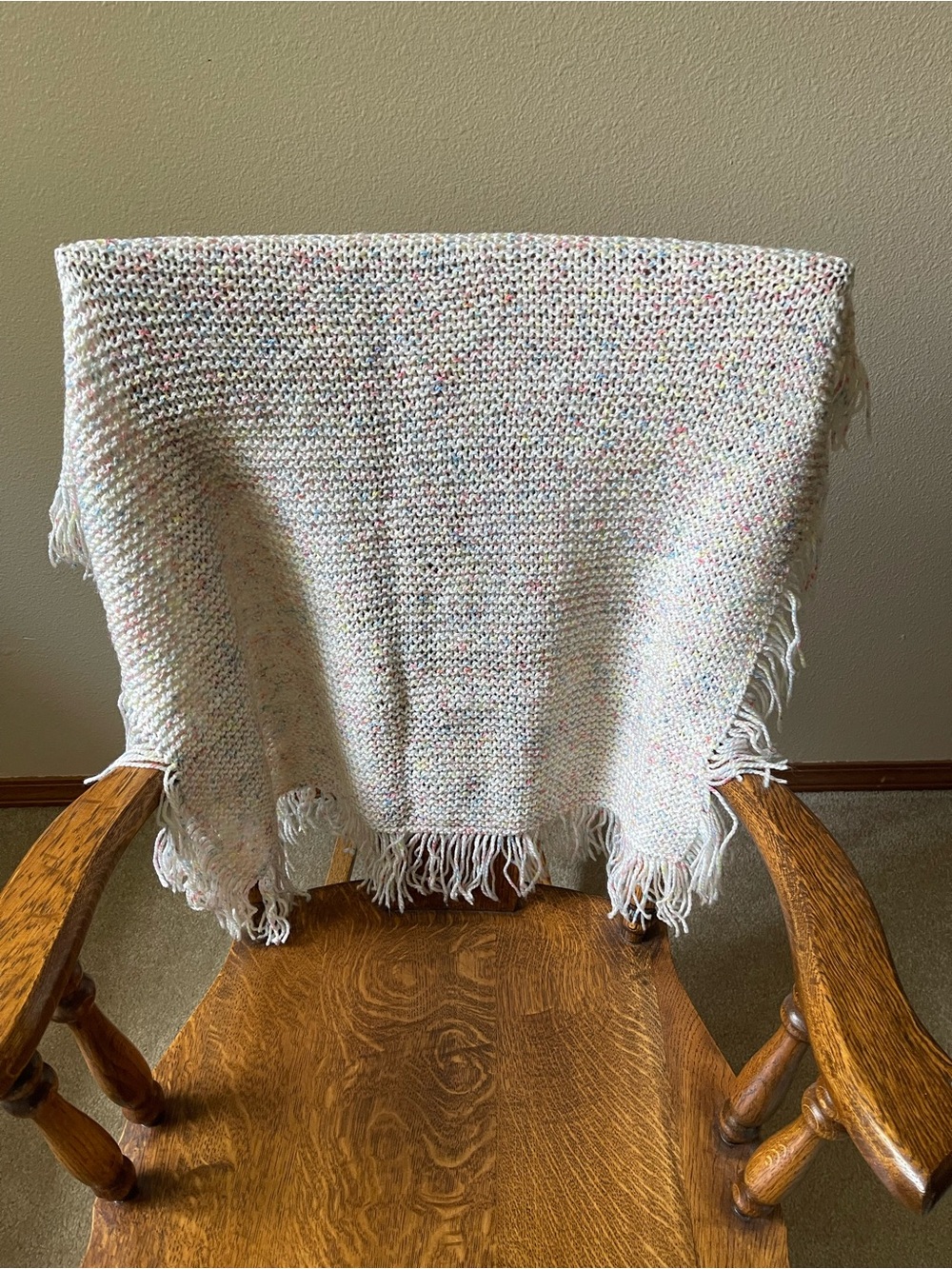 Handwoven Cream Throw Blanket with Multicolor Speckles